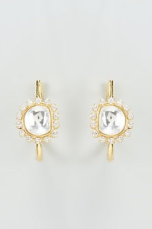 Gold Finish Kundan Polki Stud Earrings