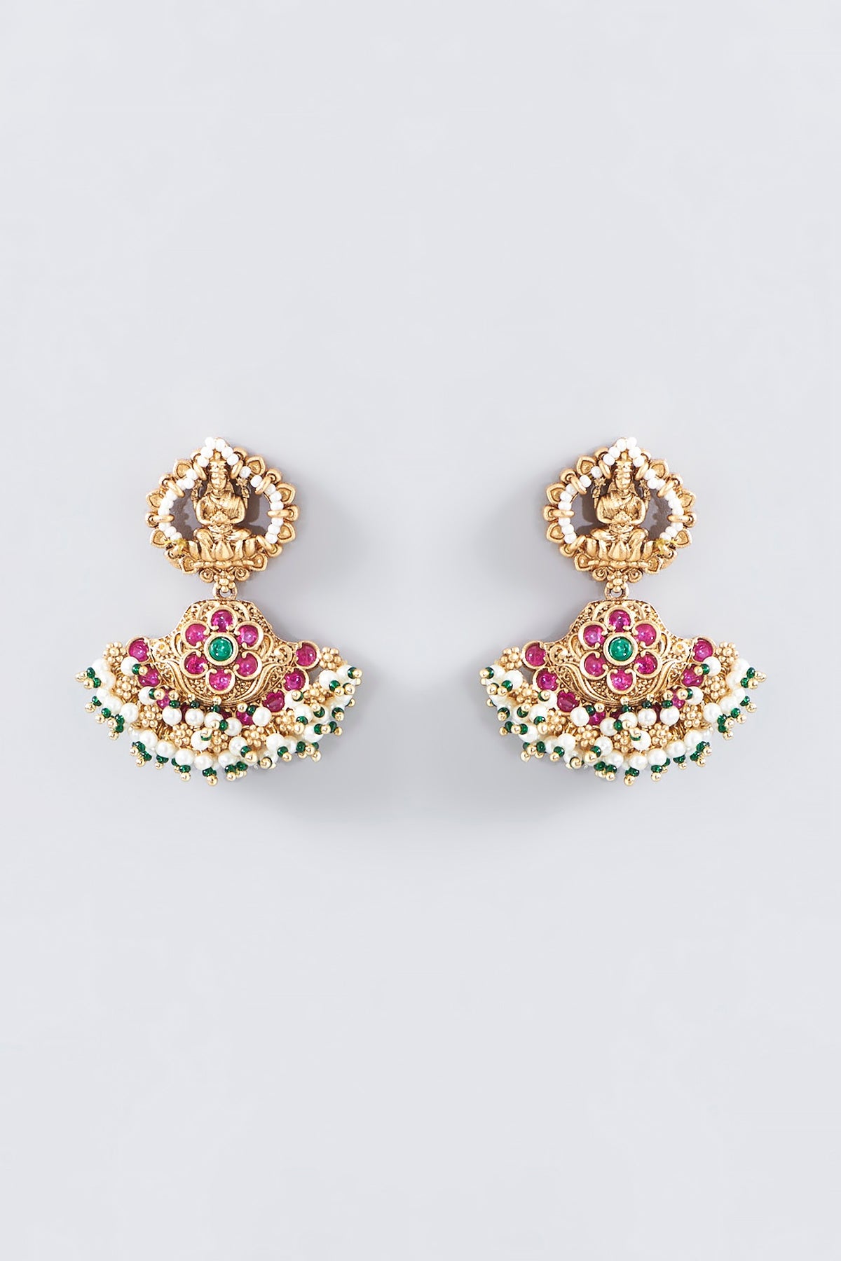 Gold Finish Kundan Polki Dangler Earrings