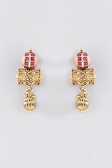 Gold Finish Kundan Polki Temple Long Necklace Set