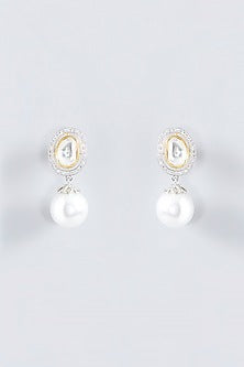 Gold Finish Pearl Dangler Earrings