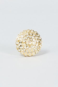 Gold Finish Kundan Polki Ring