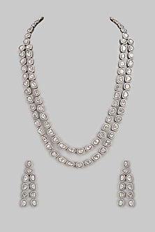 Two Tone Finish Kundan Polki Layered Necklace Set