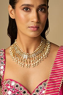 Gold Finish Mixed Metal Necklace