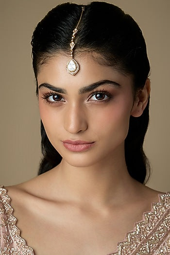 White Finish Kundan Polki Maangtikka