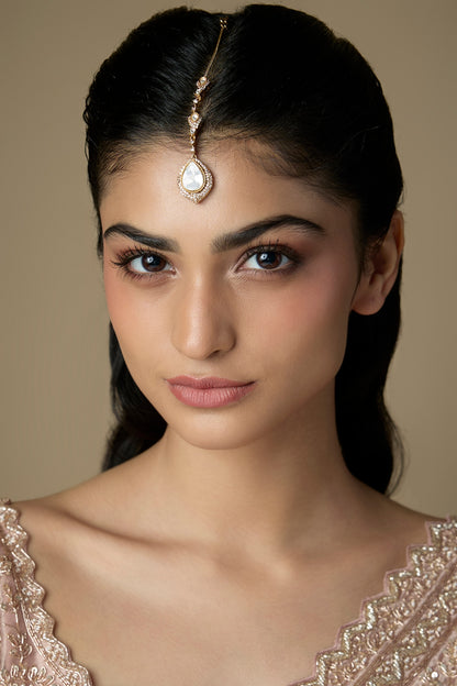 White Finish Kundan Polki Maangtikka