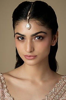 White Finish Kundan Polki Maangtikka