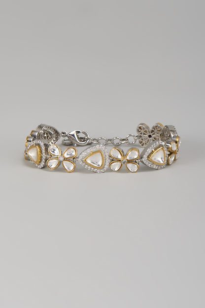 Gold Finish Kundan Polki Bracelet