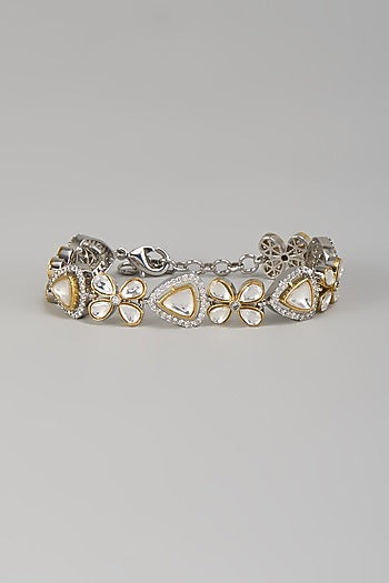 Gold Finish Kundan Polki Bracelet