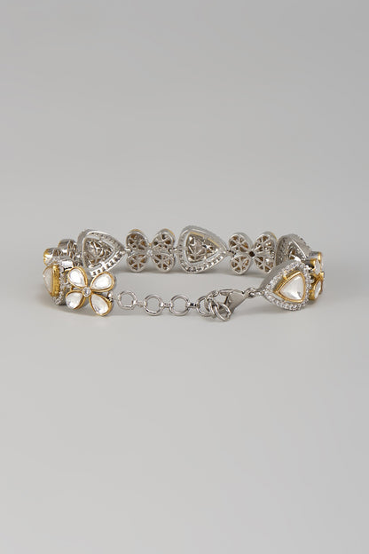 Gold Finish Kundan Polki Bracelet