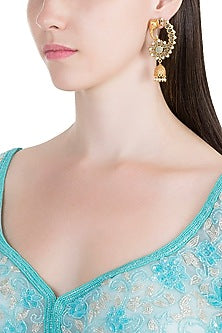 Gold Finish Faux Pearl Elephant Shaped Jhumka Earrings