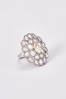 Two Tone Finish Kundan Polki Ring