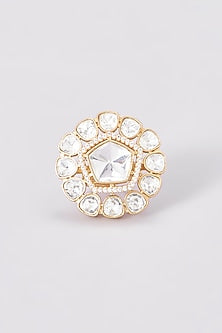 Gold Finish Kundan Polki Ring
