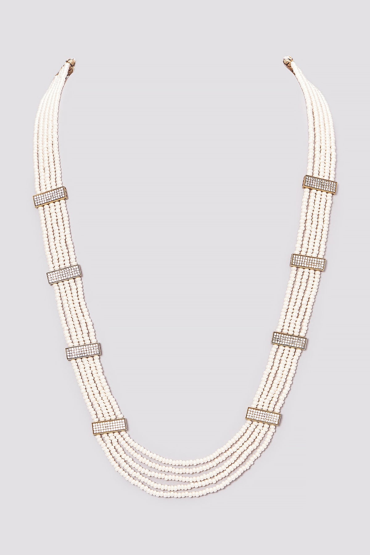Gold Finish Kundan Polki & Pearl Long Necklace