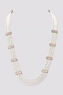 Gold Finish Kundan Polki & Pearl Long Necklace