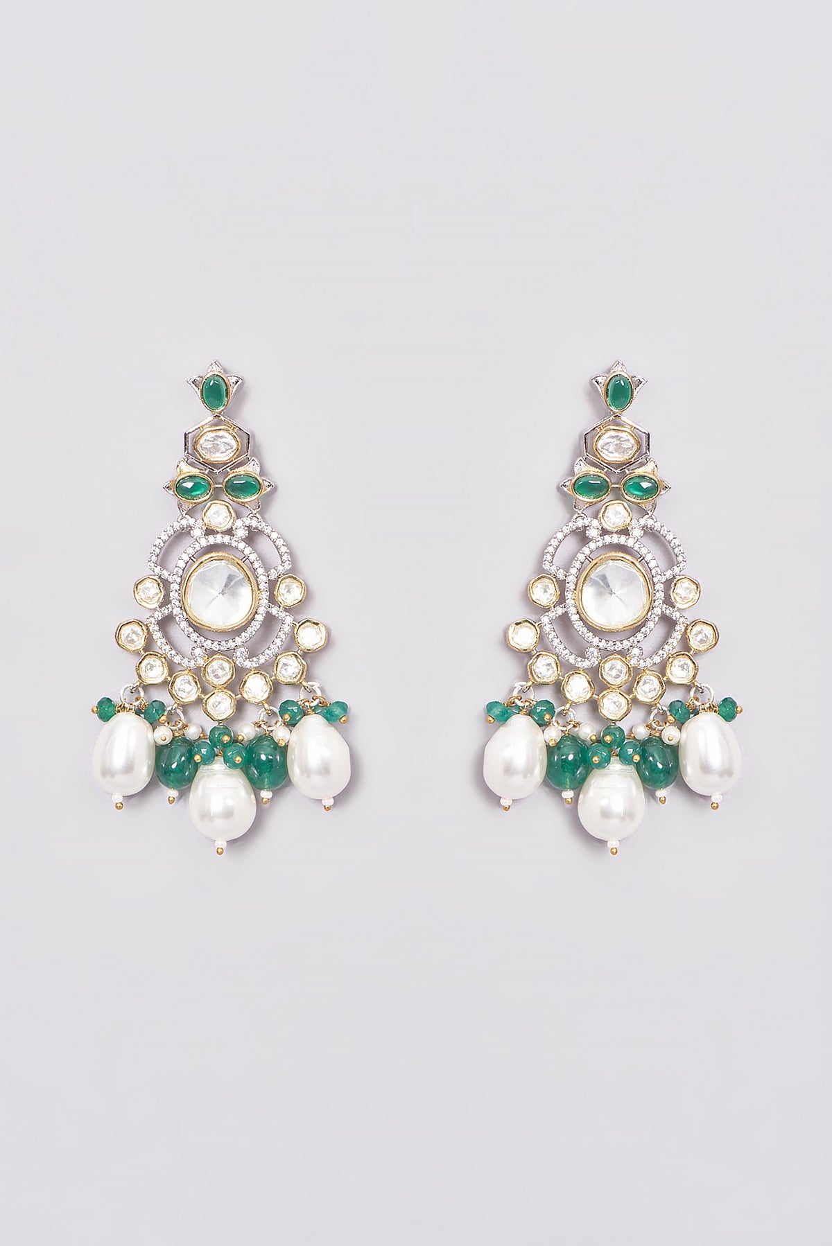 Two Tone Finish Kundan Polki & Pearl Choker Necklace Set