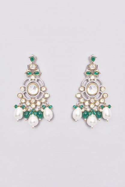 Two Tone Finish Kundan Polki & Pearl Choker Necklace Set