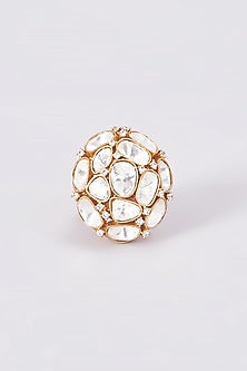 Gold Finish Kundan Polki Ring