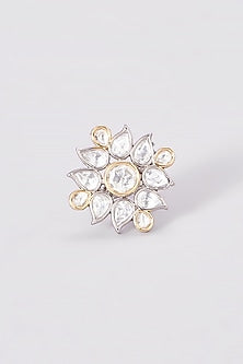 Two Tone Finish Kundan Polki Ring