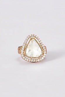 Gold Finish Kundan Polki Ring