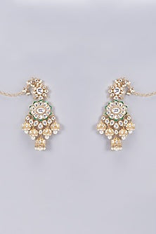 Gold Finish Kundan Polki Dangler Earrings