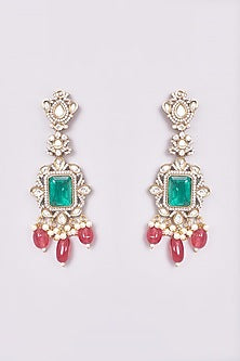 Two Tone Finish Kundan Polki Dangler Earrings