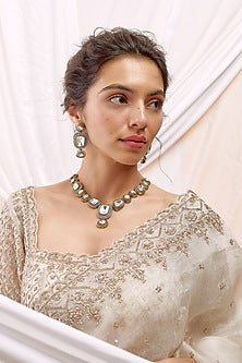 Gold Finish Kundan Polki Necklace Set