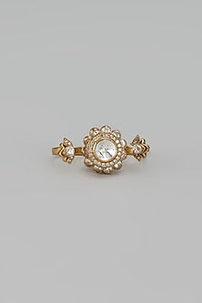 Gold Finish Kundan Polki Ring