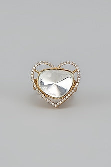 Gold Finish Kundan Polki Ring