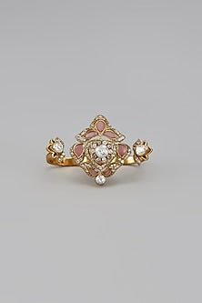 Gold Finish Kundan Polki Ring