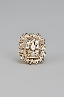 Gold Finish Kundan Polki Ring