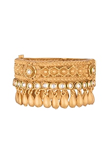 Gold Finish Antique Kundan Polki Bangle