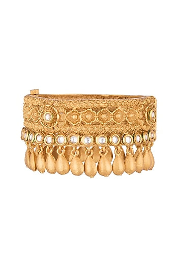 Gold Finish Antique Kundan Polki Bangle