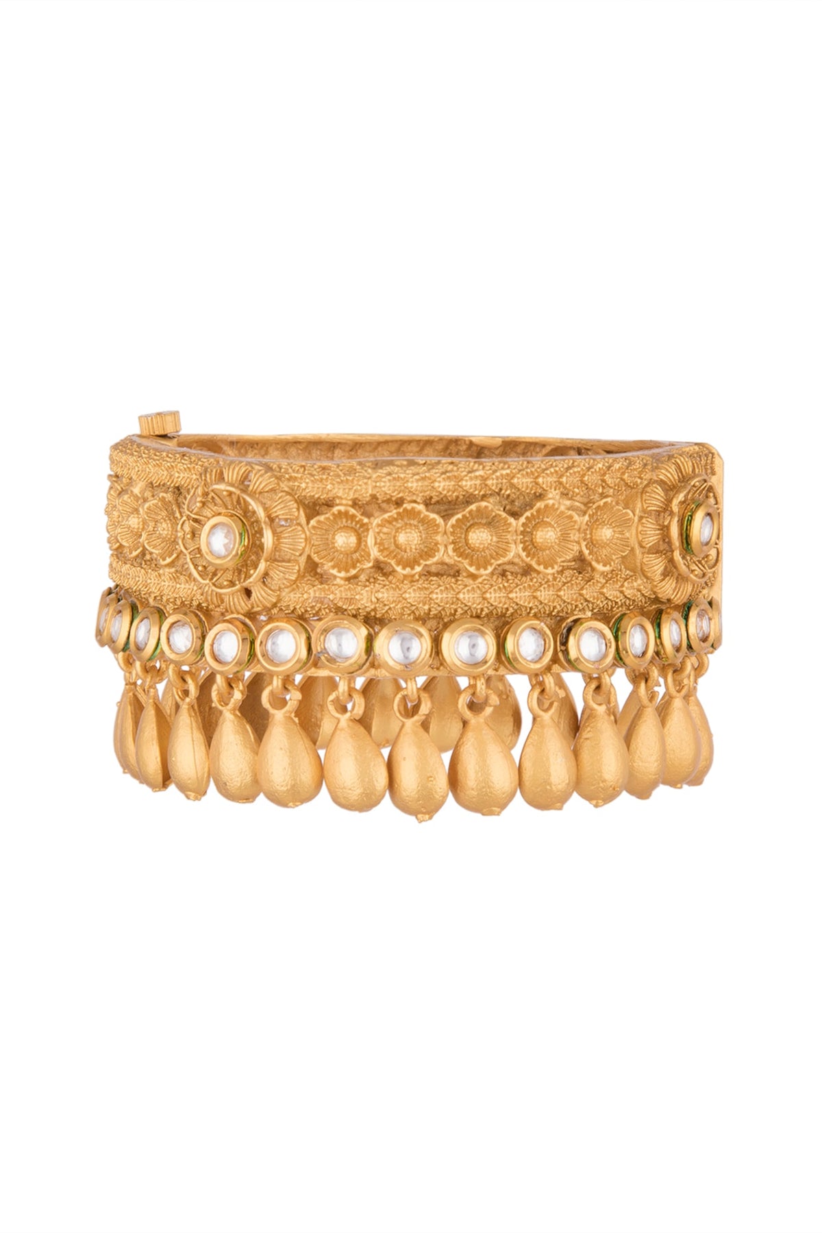 Gold Finish Antique Kundan Polki Bangle