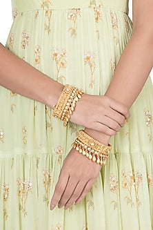 Gold Finish Antique Kundan Polki Bangle