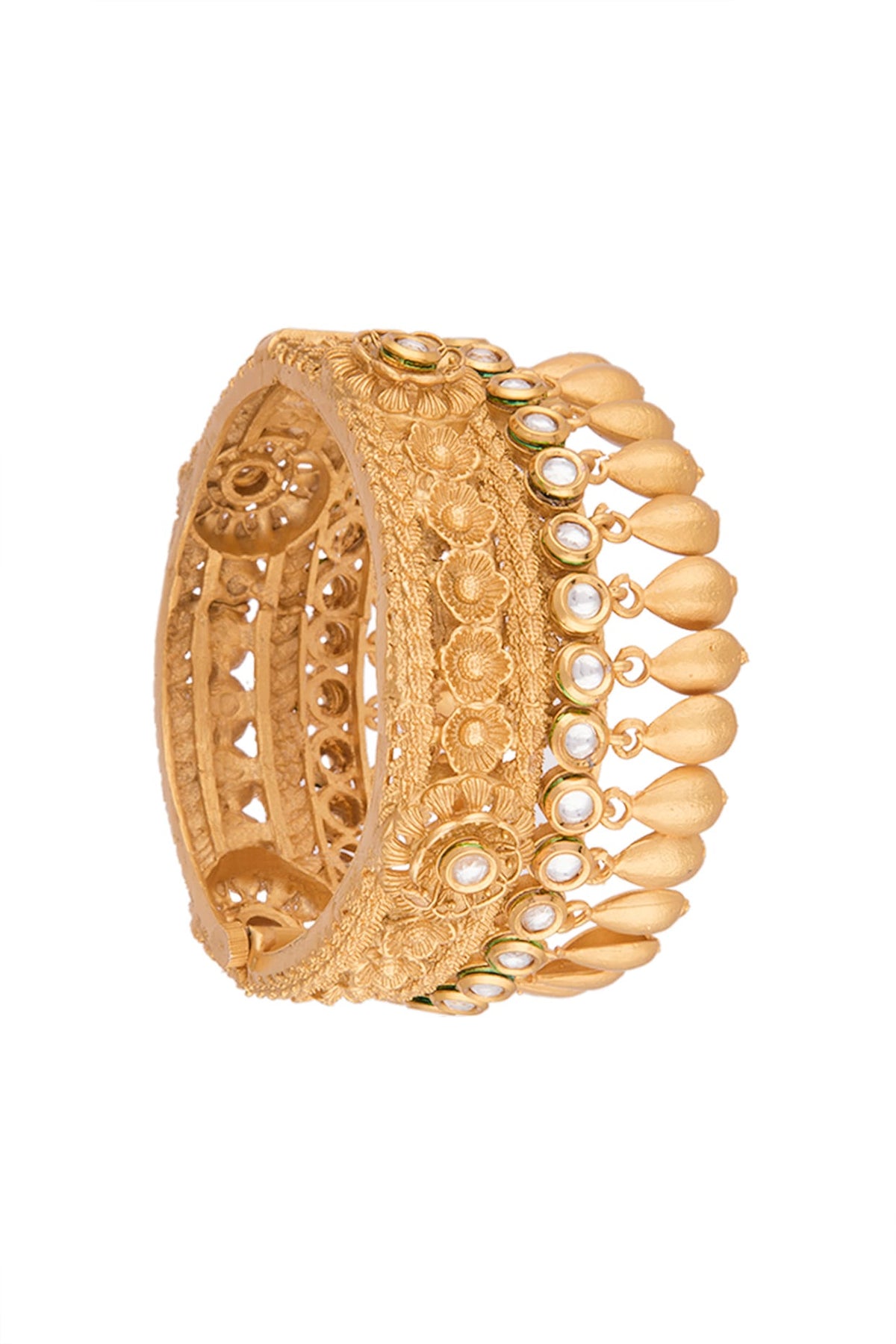 Gold Finish Antique Kundan Polki Bangle