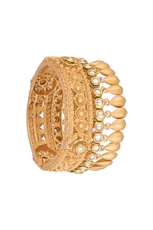 Gold Finish Antique Kundan Polki Bangle