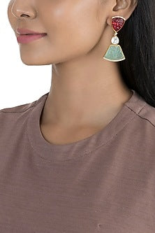 Gold Finish Kundan Polki & Zircon Earrings