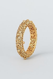 Gold Finish Temple Bangles (Set Of 2)