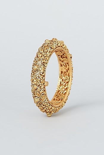 Gold Finish Temple Bangles (Set Of 2)