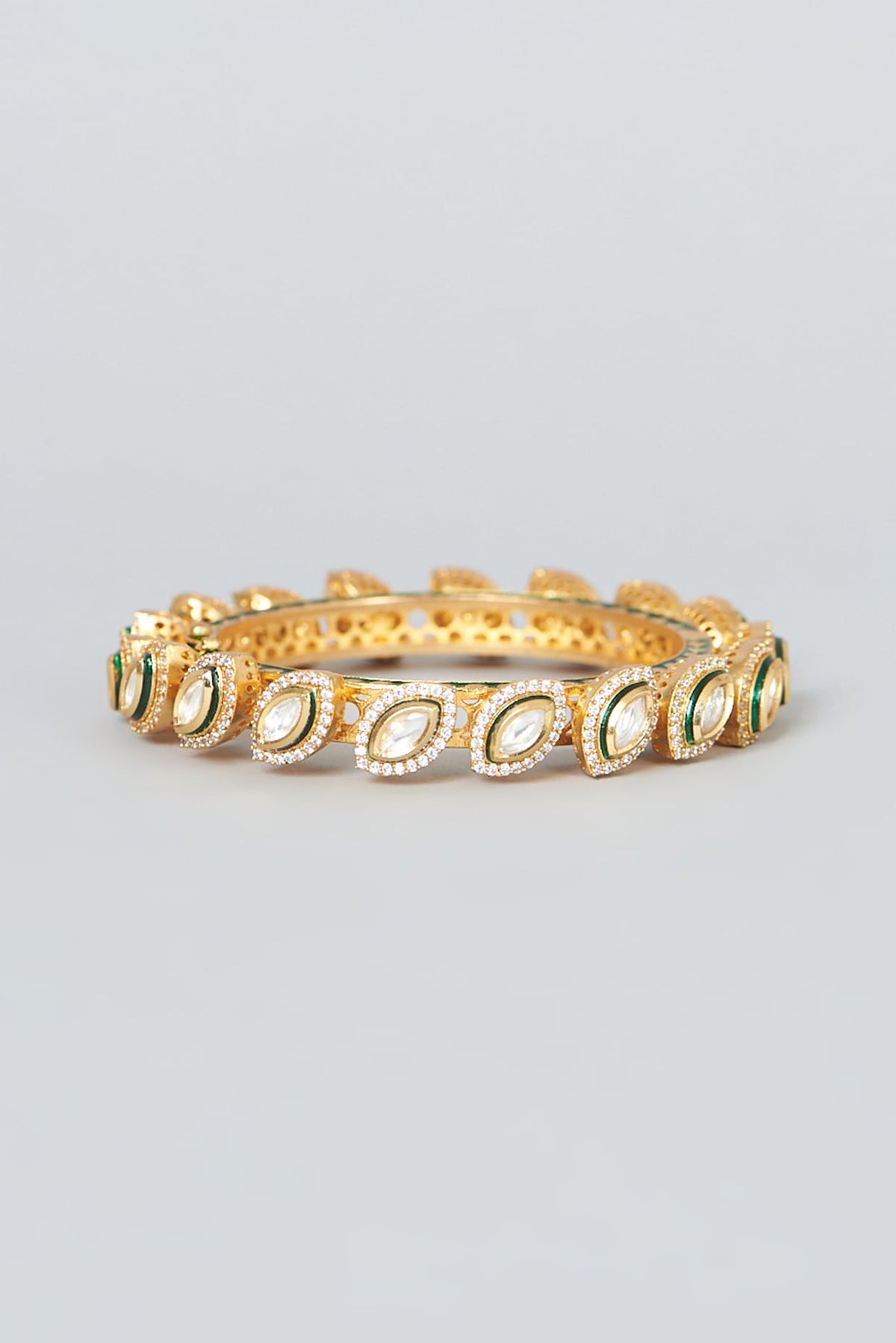 Gold Finish Kundan Polki Bangle