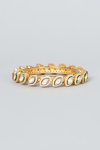 Gold Finish Kundan Polki Bangle