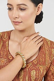 Gold Finish Kundan Polki Bangle