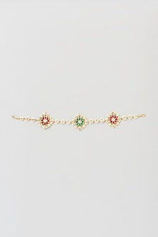 Gold Finish Pachi Kundan Polki Sheeshphool
