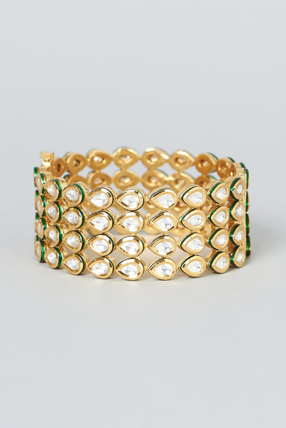Gold Finish Kundan Polki Bangle