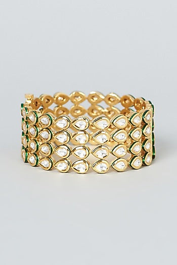 Gold Finish Kundan Polki Bangle