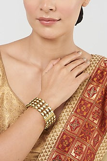 Gold Finish Kundan Polki Bangle