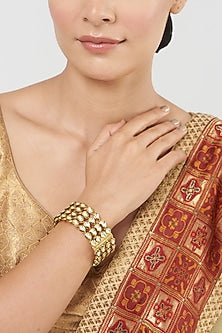 Gold Finish Kundan Polki Bangle