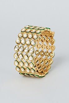 Gold Finish Kundan Polki Bangle