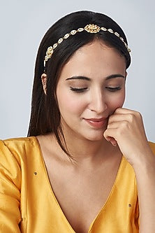 Gold Finish Kundan Polki Sheeshphool