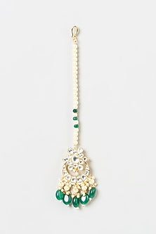 Gold Finish Pachi kundan Polki & Green Stone Choker Necklace Set